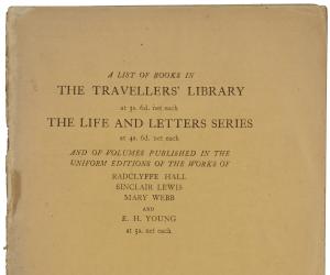 Image of front cover of Jonathan Cape's A List of Books in The Travellers' Library, The Life and Letters Series (c1930s)