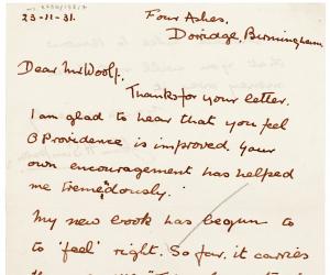 handwritten letter from John Hampson Simpson to Leonard Woolf (23/11/1931) page 1 of 2