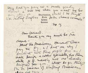 Image of handwritten letter from Vanessa Bell to Leonard Woolf (19/09/1927) page 1 of 2