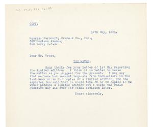 Image of typescript letter from The Hogarth Press to Donald Brace (12/05/1931)  page 1 of 1