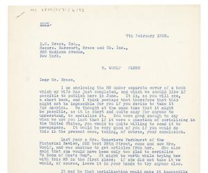 Image of typescript letter from Leonard Woolf to Donald Brace (07/02/1933) page 1 of 1