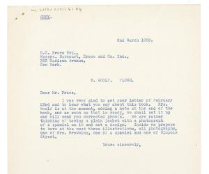 Image of typescript letter from The Hogarth Press to Donald Brace (02/03/1933) page 1 of 1