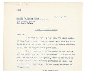 Image of typescript letter from The Hogarth Press to Donald Brace (01/05/1933) page 1 of 1